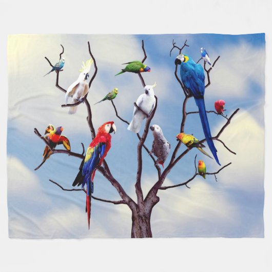 PAPEGAAIBOOM FLEECE DEKEN (Voorkant (Horizontaal))