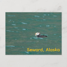 Papegaaiduiker die vis eet feestdagenkaart