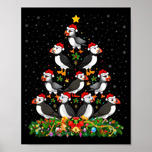 Papegaaiduiker Kerstboom Cadeau Kerstman Hoed Pape Poster (Voorkant)