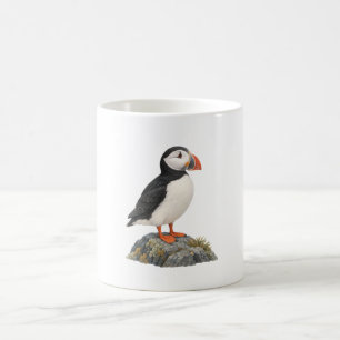 Papegaaiduiker op een kustrots koffiemok