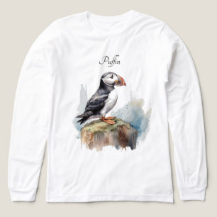 Papegaaiduiker op een Rots Aquarel, op maat Tri-Blend Shirt