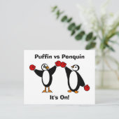 Papegaaiduiker versus Briefkaart Penquin (Staand voorkant)