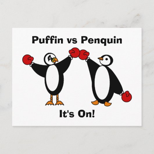 Papegaaiduiker versus Briefkaart Penquin (Voorkant)