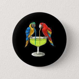 Papegaaien die Margarita drinken Hawaiaanse vakant Ronde Button 5,7 Cm