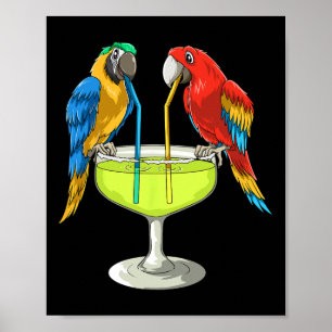 Papegaaien drinken Margarita Hawaiaanse vakantie s Poster