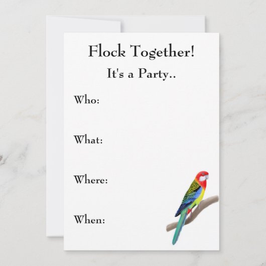 Papegaaien Feest Uitnodiging (Achterkant)