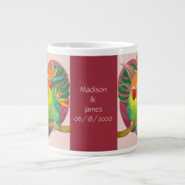 Papegaaien in het hart; personaliseer een naam/jub grote koffiekop