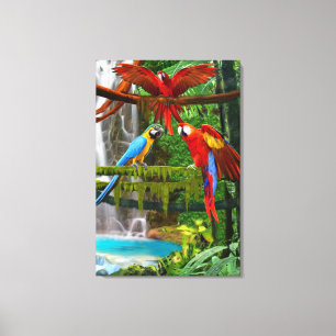 PAPEGAaien IN HET PARADIJS Canvas Afdruk