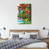 PAPEGAaien IN HET PARADIJS Canvas Afdruk (Insitu (Slaapkamer))