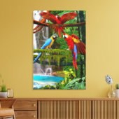 PAPEGAaien IN HET PARADIJS Canvas Afdruk (Insitu (Woonkamer))