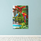 PAPEGAaien IN HET PARADIJS Canvas Afdruk (Insitu (Houten vloer))