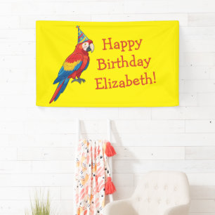 Papegaaien Kinderen Verjaardagsfeestje Spandoek