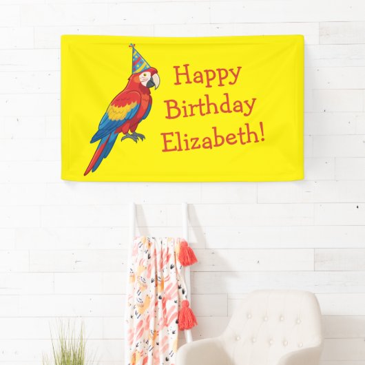 Papegaaien Kinderen Verjaardagsfeestje Spandoek (Insitu)