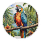 Papegaaien Kleurrijk Tropisch Keramische Knop (Voorkant)