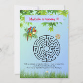 Papegaaien puzzeldoolhof op verjaardagsuitnodiging kaart (Voorkant)