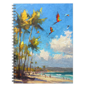 Papegaaien Stijgende Tropische Palm Beach Art Notitieboek
