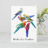 Papegaaien uitnodiging voor feestje (Staand voorkant)