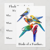 Papegaaien uitnodiging voor feestje (Voorkant / Achterkant)