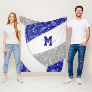 papegaaien veren bloemen blauw grijs volleybal fleece deken