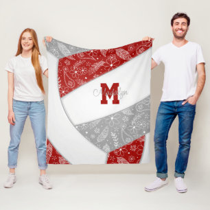 papegaaien veren bloemen rood grijs volleybal fleece deken