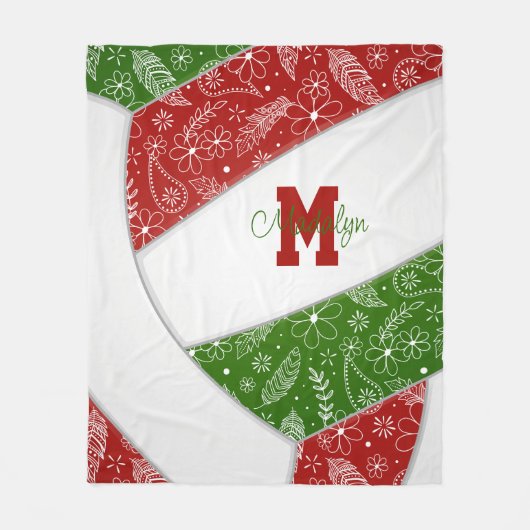 papegaaien veren bloemen rood groen volleybal fleece deken (Voorkant)