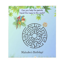 Papegaaien vinden Zaaddoolhof op notitieblokken