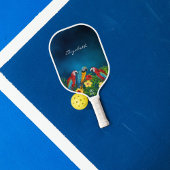 Papegaaien vogels rood blauw geel patroon naam sch pickleball paddle