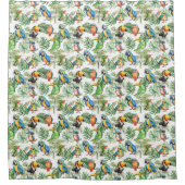 Papegaaien vogels tropisch patroon douchegordijn (Voorkant)