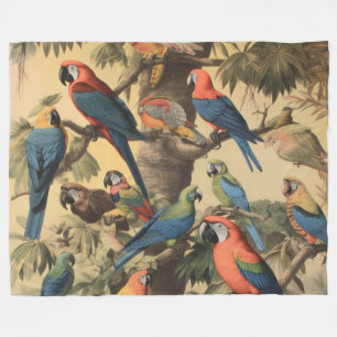 Papegaaienkroonblad Vintage Botanische Luxe Fleece Deken