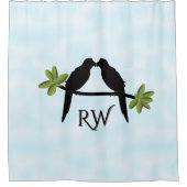 Papegaaienliefde monogram douchegordijn (Voorkant)