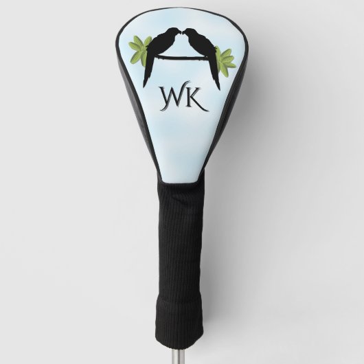 Papegaaienliefde monogram golfheadcover (Voorkant)