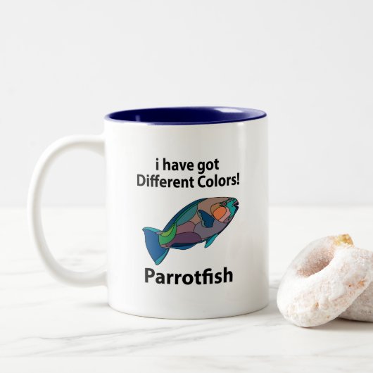 papegaaivis grappig tweekleurige koffiemok (Met donut)