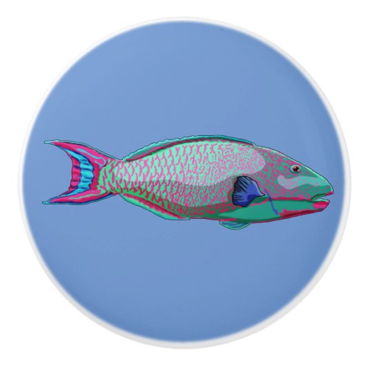 Papegaaivis Keramische Knop (Voorkant)