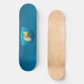 Papegaaivis - ontwerp verloop blauwe achtergrond | persoonlijk skateboard (Voorkant)