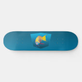 Papegaaivis - ontwerp verloop blauwe achtergrond | persoonlijk skateboard (Horizontaal)