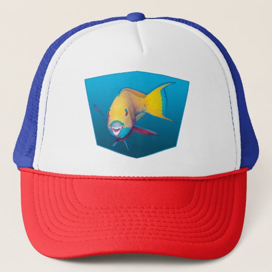 Papegaaivis - Verloop blauw achtergrond |  Trucker Pet (Voorkant)