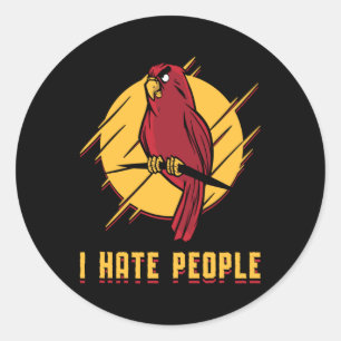Papegaaivogel Ik haat mensen vogels huisdier dierl Ronde Sticker