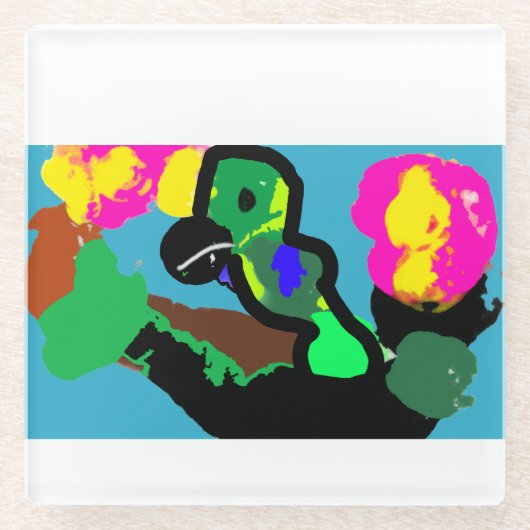 Papegaaivreugde Glazen Onderzetter (Voorkant)