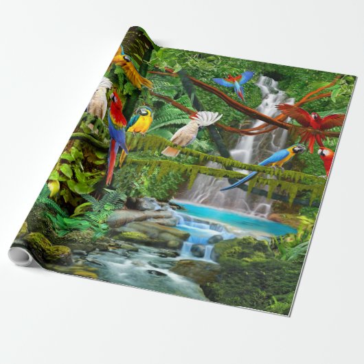 PAPEGAIEN IN PARADIJS CADEAUPAPIER (Uitgerold)