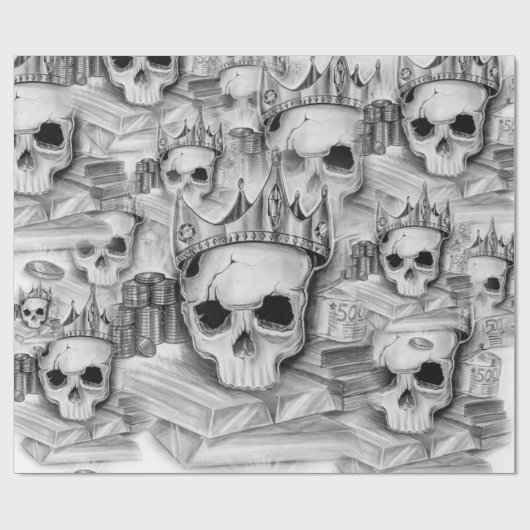 Papel de Embrulho, Rolo 76cm x 180 cm caveira Cadeaupapier (Vlak)