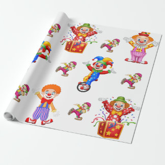 papel de envoltura con payasos de colores cadeaupapier