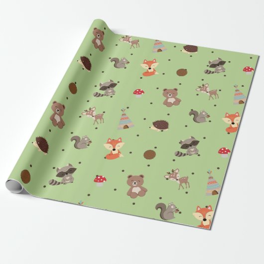 Papel de regalo animalitos del bosque  cadeaupapier (Uitgerold)