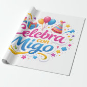 Papel de Regalo con Diseño “Celebra Conmigo” | Env Cadeaupapier (Uitgerold)