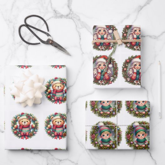 Papel de Regalo Corona de Navidad Inpakpapier Vel (Voorkant)