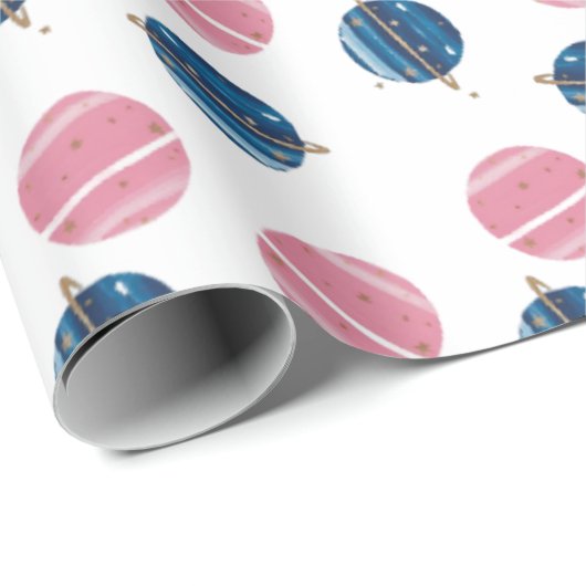 Papel De Regalo Cumpleaños Astronauta Pink Blue Cadeaupapier (Rol Hoek)