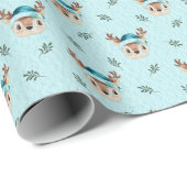 Papel de regalo Cute Watercolor Reindeer Pattern Cadeaupapier (Rol Hoek)