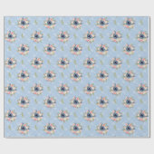 Papel De Regalo elegant flowers blue and pink Cadeaupapier (Vlak)