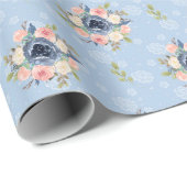 Papel De Regalo elegant flowers blue and pink Cadeaupapier (Rol Hoek)
