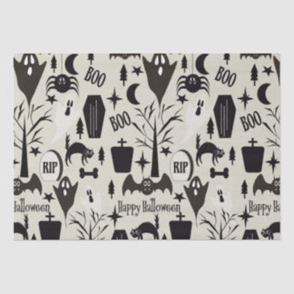 Papel de regalo Happy Halloween negro Tissuepapier