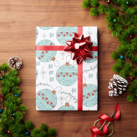 Papel de regalo navideño bolas turquesa cadeaupapier (Feestdagen Geschenken)